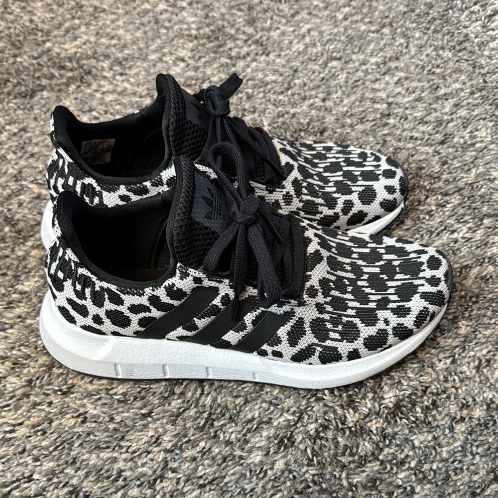 Adidas Black and White Animal Print Sneakers